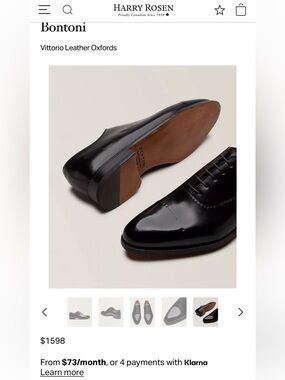 Bontoni Men's Black Leather Oxford Dress Shoes
